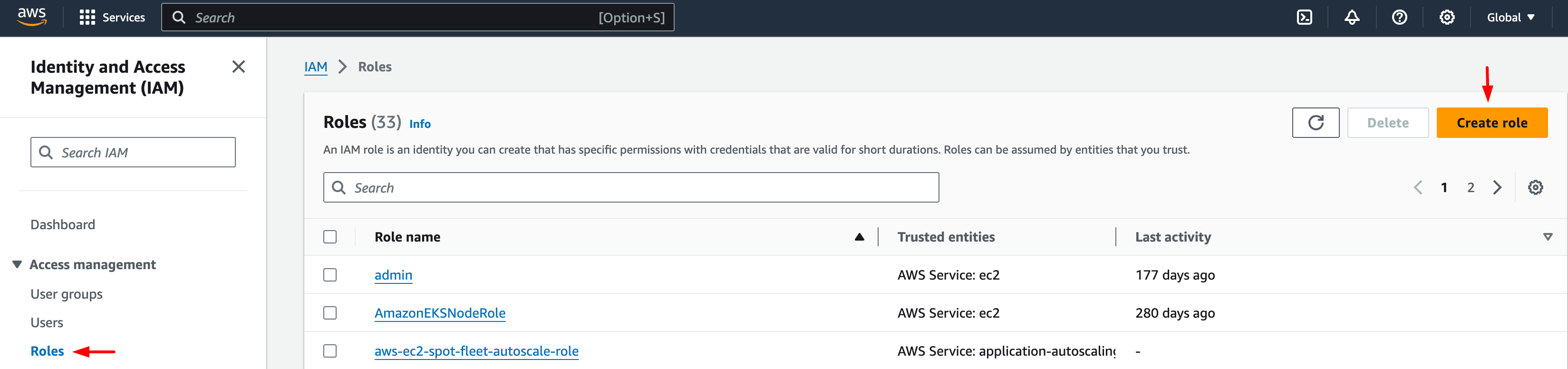 Create Roles in AWS